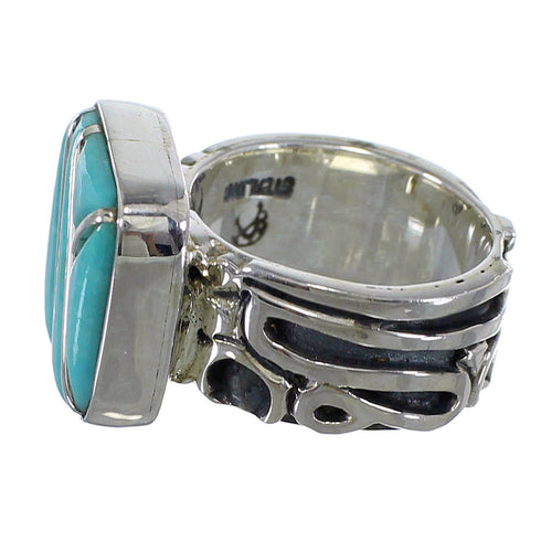 Turquoise Southwest Silver Jewelry Ring Size 6-1/2 AX55624